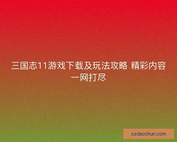 三国志11游戏下载及玩法攻略 精彩内容一网打尽