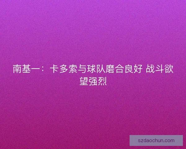 南基一：卡多索与球队磨合良好 战斗欲望强烈