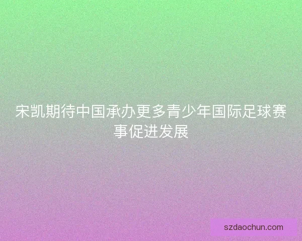 宋凯期待中国承办更多青少年国际足球赛事促进发展